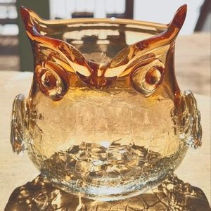 Owl Hand-blown Glass Pier 1 Small Vase /tealight holder